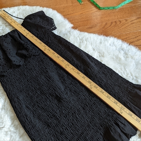 ZARA cotton embroidered smocked dress black xs - Picture 13 of 15